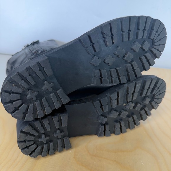 Volatile Leather Riding Boots Knee High Lug Sole‎ Zipper Buckle Tassel Black - Picture 8 of 14